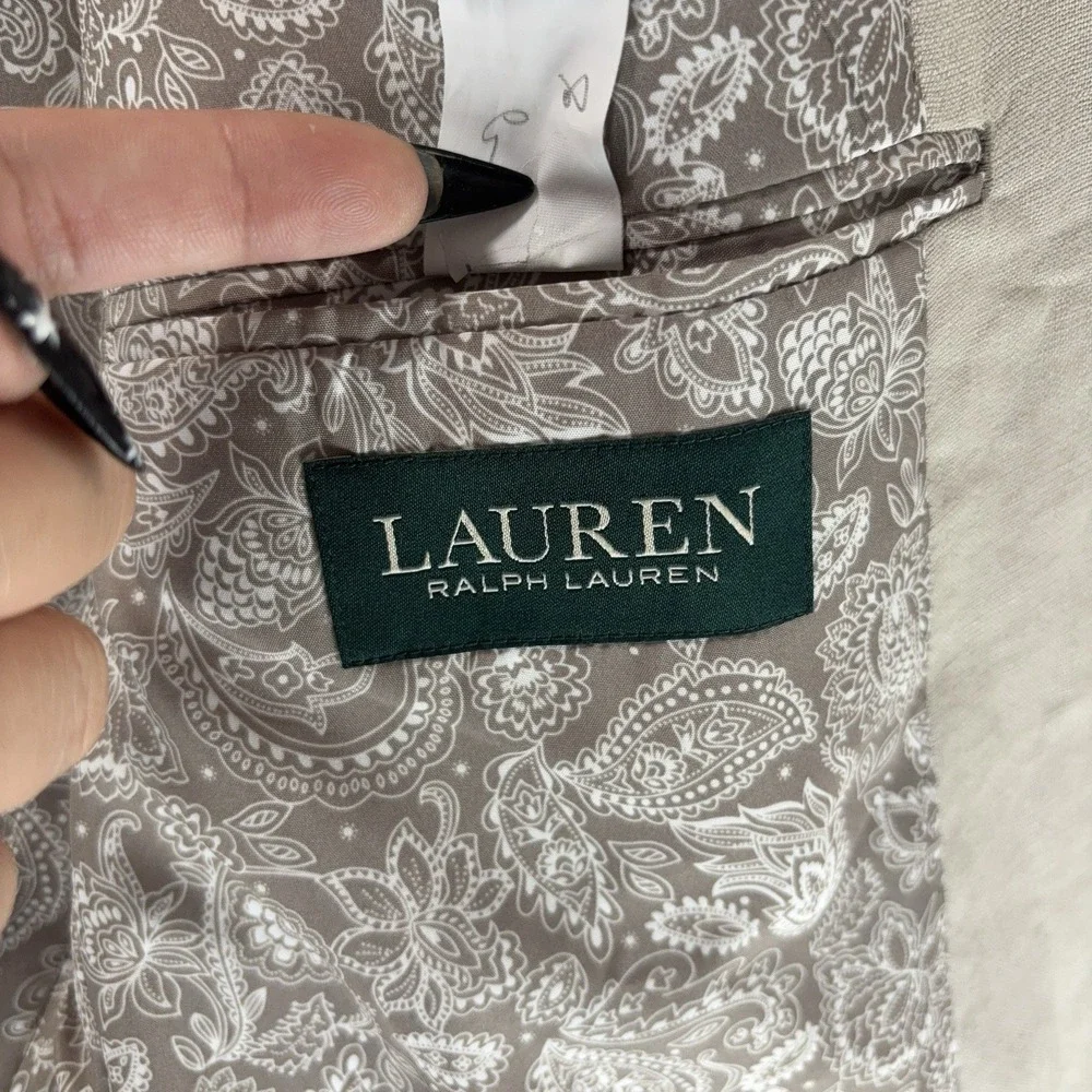 Lauren Ralph Lauren Blazer Mens Size 40L Beige Linen Sport Coat‎ Jacket